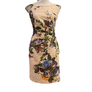 Adrianna Papell fitted floral patterned sleeveless party dress size 4